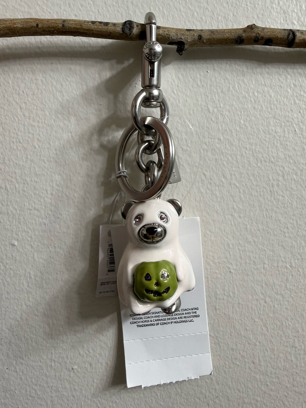 Coach Ghost Bear w Pumpkin Charm
